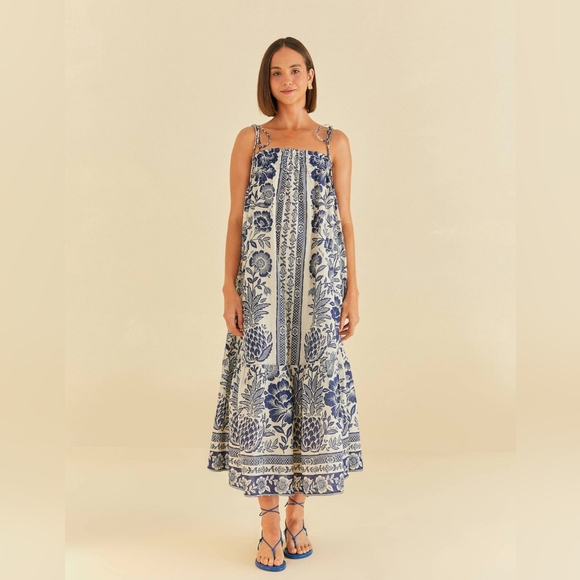 FARM Rio Dresses & Skirts - NWOT Anthropologie Farm Rio Blue Pineapple Garden Maxi Dress - Medium